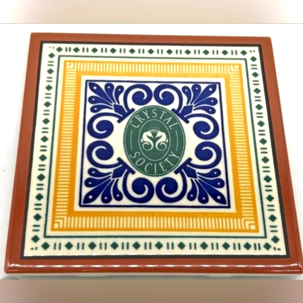 Antique ” Square Besheer WallArt Tile Crystal Society Handpainted Heat Resistant